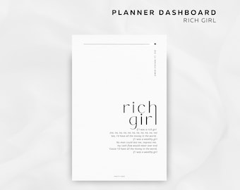 Rich Girl Printable Planner Dashboard | Minimal Planner Dashboard | Dashboard Printable | Digital Download
