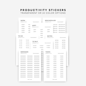 Productivity Stickers | Work, Appt, To Do, To Buy, Notes, Tasks, Reminder, Rescheduled | Functional Planner Stickers | Minimal Planner