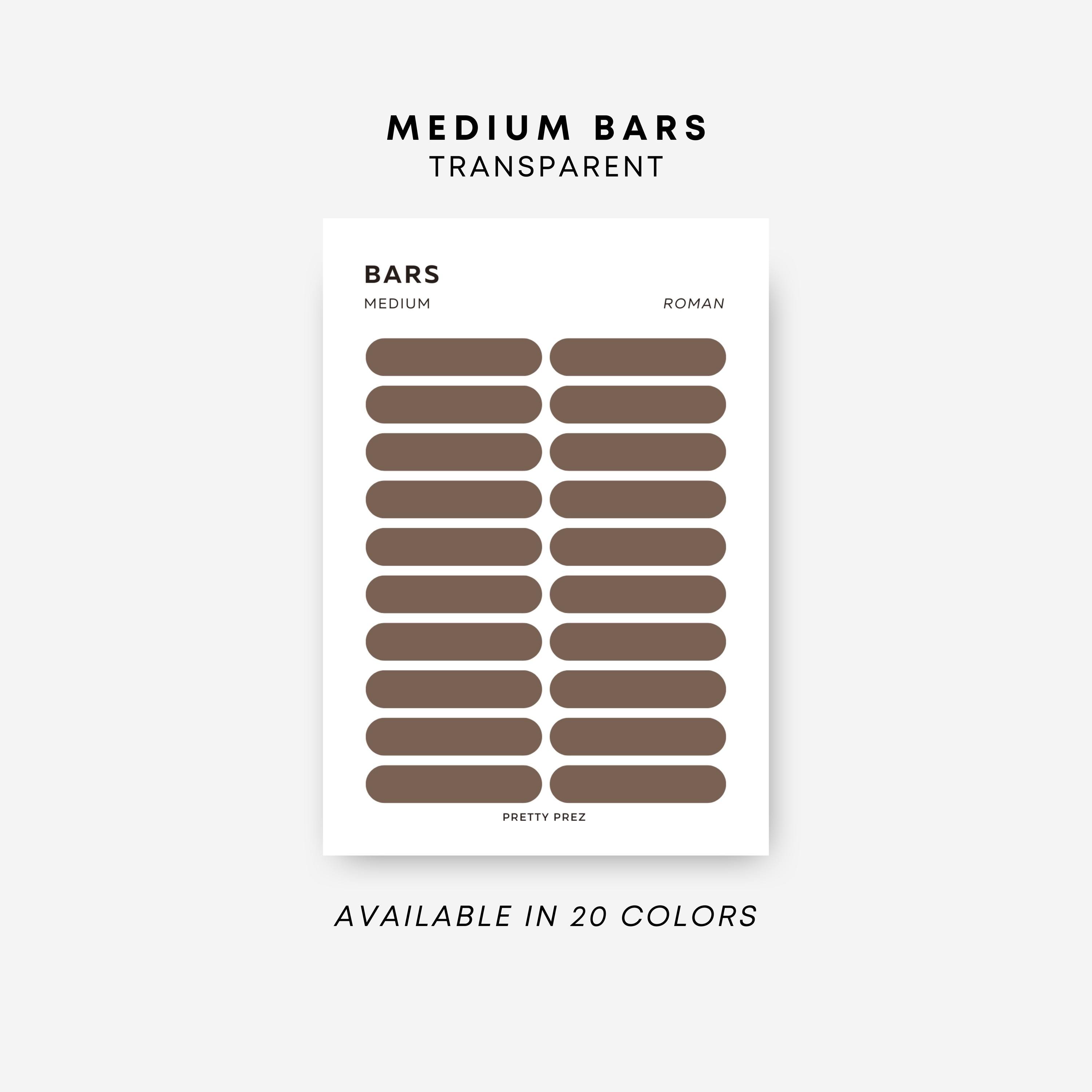 MEDIUM Bar Stickers | Transparent | Minimal Sticker Sheets | Functional ...