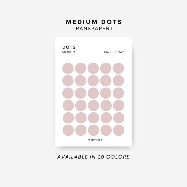 MEDIUM Dot Stickers | Transparent | Minimal Sticker Sheets | Functional ...