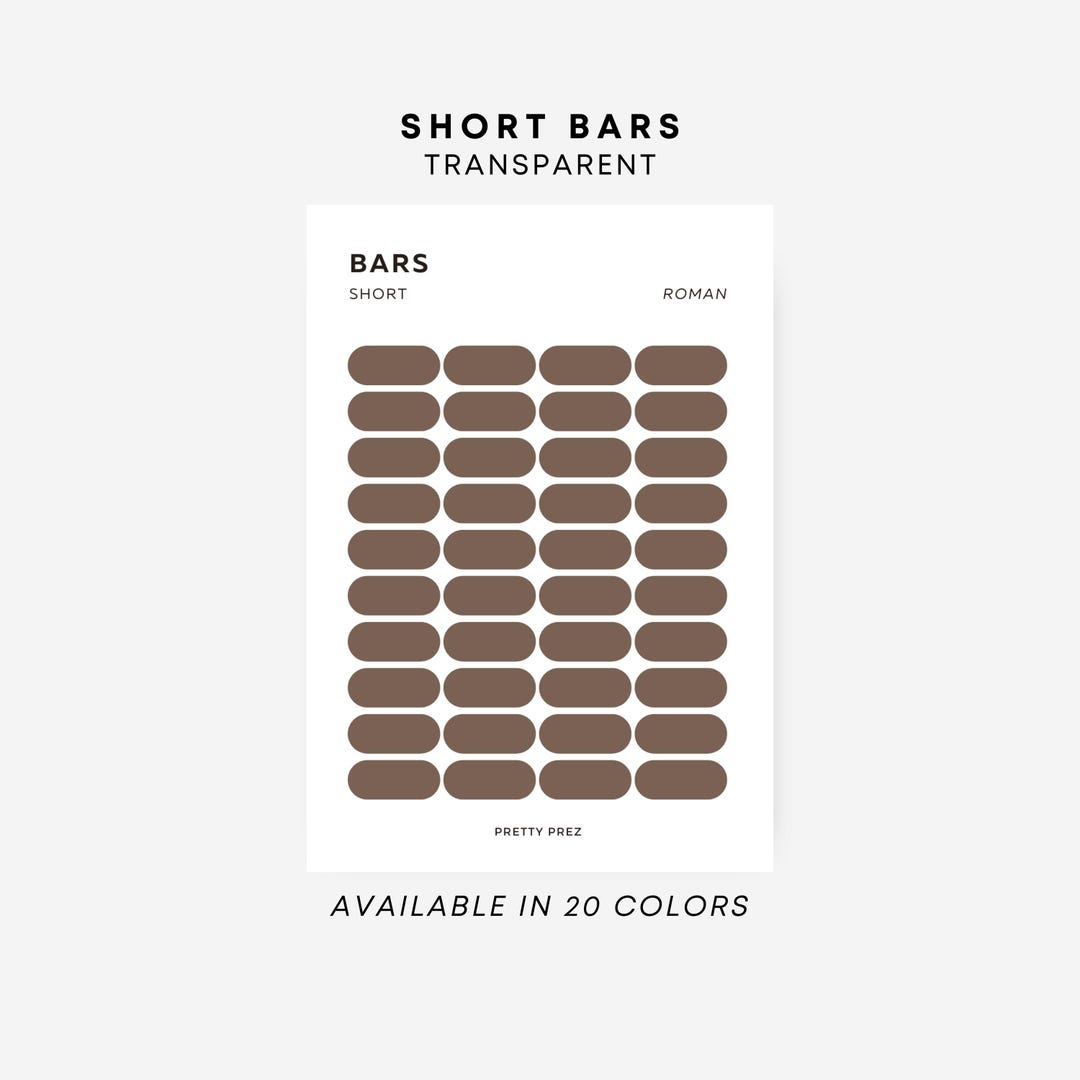 SHORT Bar Stickers | Transparent | Minimal Sticker Sheets | Functional ...