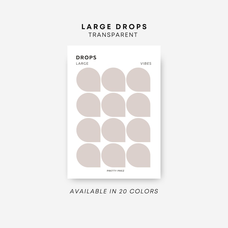 LARGE Drop Stickers | Transparent | Minimal Sticker Sheets | Functional ...