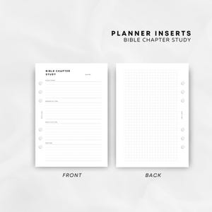 Peut inclure: Feuilles de planification pour &eacute;tude biblique par chapitre. La page avant comporte des sections pour les &eacute;critures, l'observation, l'application et la pri&egrave;re avec des lignes et une date. La page arri&egrave;re pr&eacute;sente une grille.