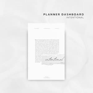Intentional Printable Planner Dashboard | Minimal Planner Dashboard | Dashboard Printable | Digital Download