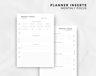 Monthly Focus Insert | Ringbound Planner | Discbound Planner