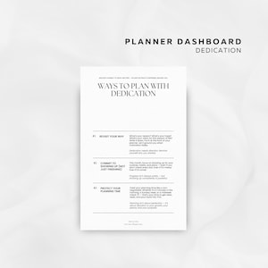 Dedication Printable Planner Dashboard | Minimal Planner Dashboard | Dashboard Printable | Digital Download