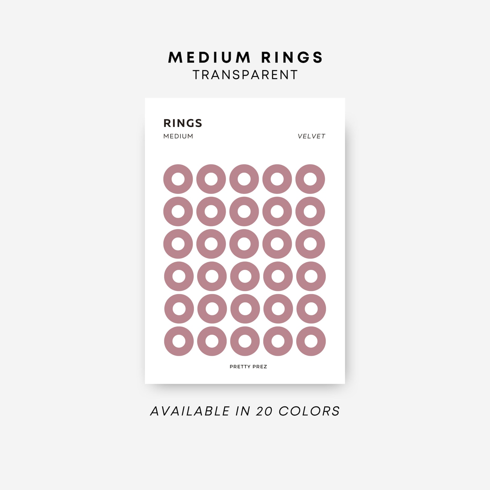 MEDIUM Ring Stickers | Transparent | Minimal Sticker Sheets ...
