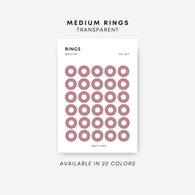 Rings Sticker Set MEDIUM Ring Stickers | Transparent | Minimal Sticker Sheets ...