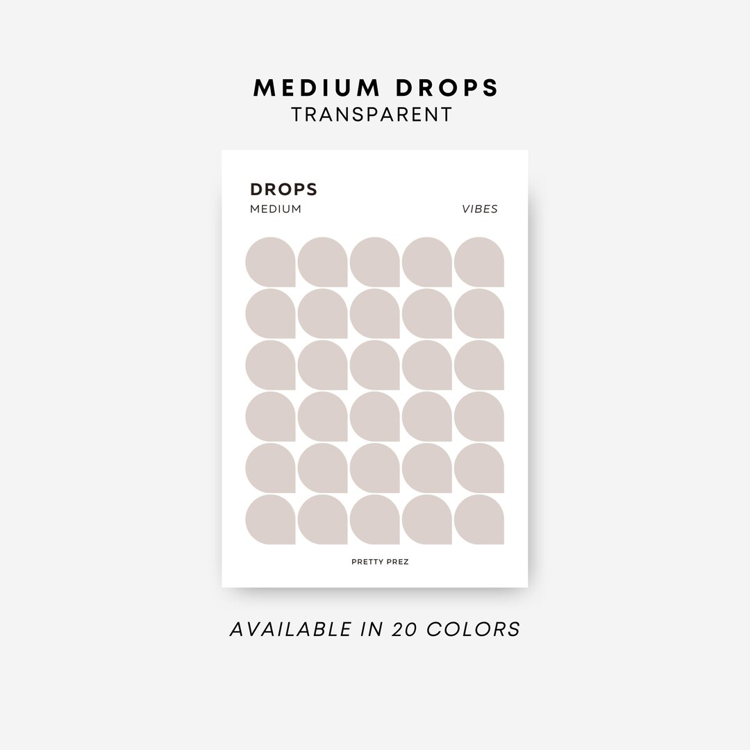 MEDIUM Drop Stickers | Transparent | Minimal Sticker Sheets ...