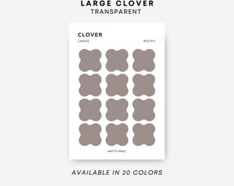 LARGE Clover Stickers | Transparent | Minimal Sticker Sheets | Functional Planner Stickers | Minimal Planner Stickers