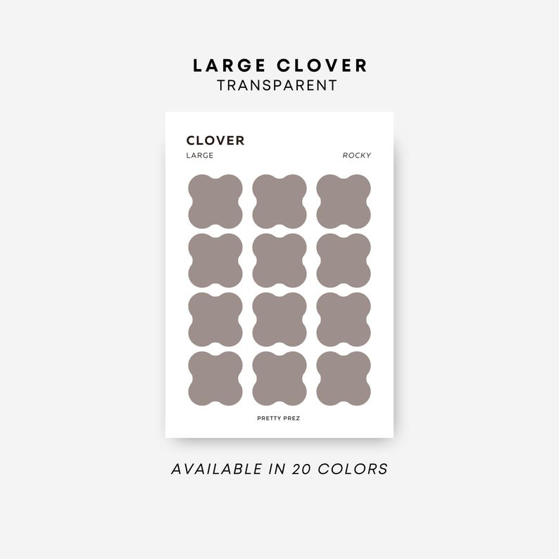 LARGE Clover Stickers | Transparent | Minimal Sticker Sheets ...