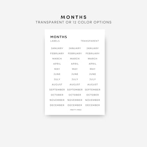 Monthly Stickers | Transparent | Functional Planner Stickers | Minimal Planner