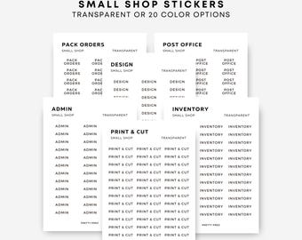 Small Shop Stickers | Admin, Pack Orders, Post Office, Design, Inventory, Print & Cut | Functional Planner Stickers | Minimal Planner