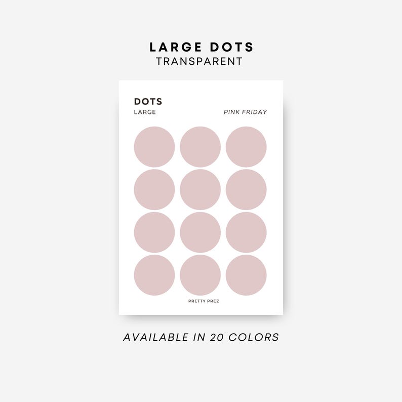 LARGE Dot Stickers | Transparent | Minimal Sticker Sheets | Functional ...