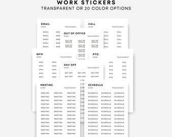 Work Stickers | Meeting, Schedule, Day Off, WFH, PTO, Out of Office, Email, Call | Functional Planner Stickers | Minimal Planner