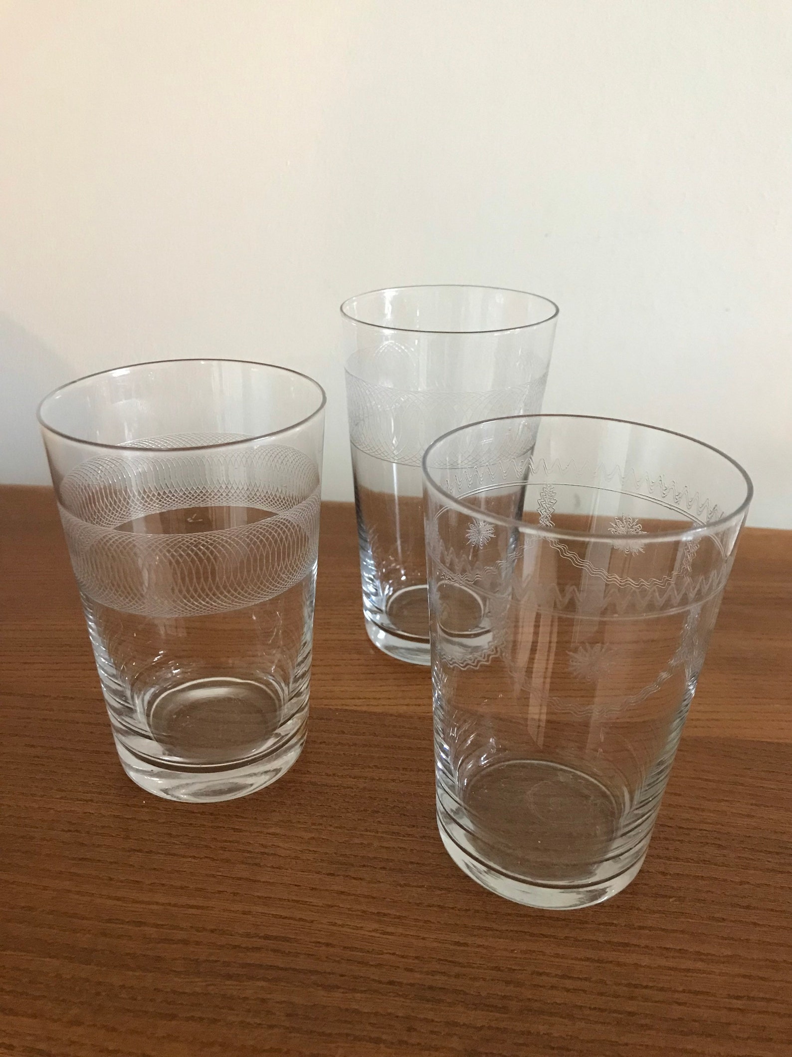 3 vintage clear drinking glasses Etsy