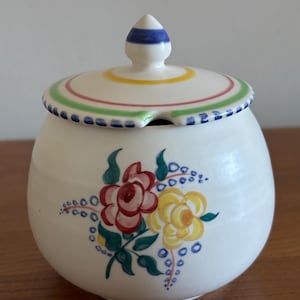 Olla para conservas con tapa de cerámica tradicional Poole vintage
