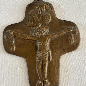 Vintage small bronze cross in style of E Weinert