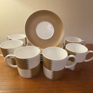Wedgwood Susie Cooper Design Heraldry Old Gold coffee cups and saucers