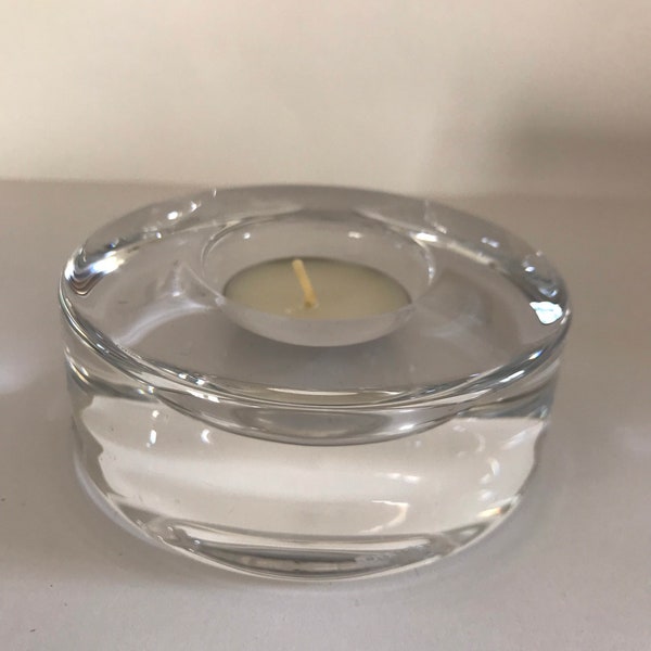 Orrefors clear crystal Puck votive/tea light holder