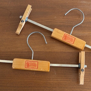 2 vintage Jon-Jon wooden folding clip hangers