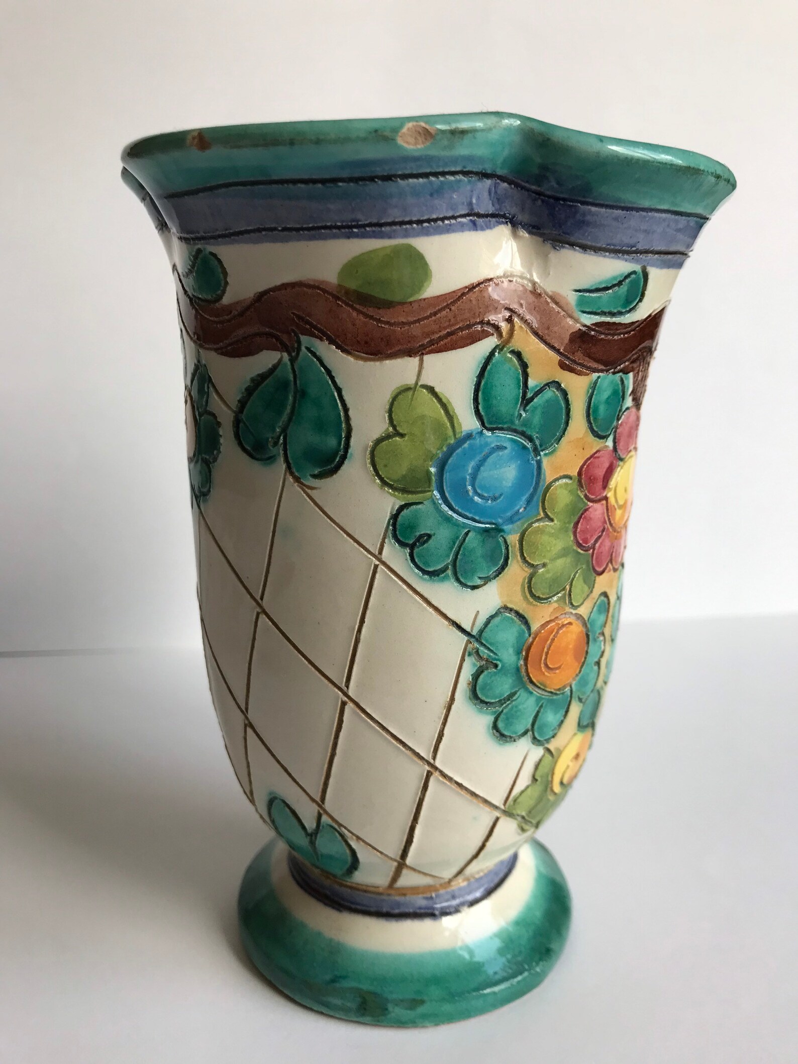 Vintage Sgraffito Majolica vase made in Italy Etsy