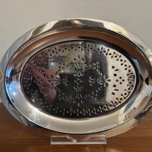 Antique silver plated pierced draining dish/plate