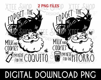 Puerto Rican Christmas Santa PNG: Coquito & Pitorro Design (Digital File)