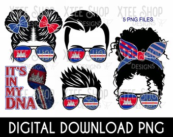 Cape Verde & Cambodia Flag PNG: DNA Design (Digital Download)