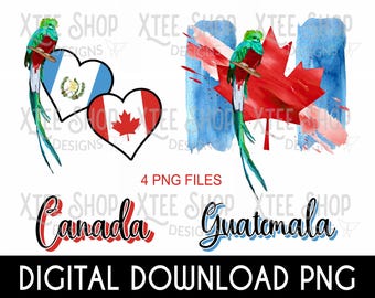 Canada & Guatemala Flag PNG Bundle: Quetzal Design (Digital Download)