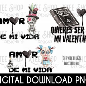 Voodoo Doll Valentines PNG Bundle: Amor de mi vida, Couples Design (Digital Download)