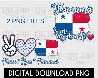 Panama Flag PNG: Peace Love Designs (Digital Download)