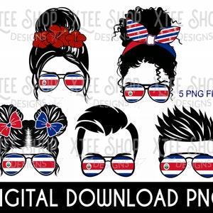 Costa Rica Family PNG: Flag Sunglasses Design (Digital Download)