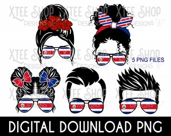 Costa Rica Family PNG: Flag Sunglasses Design (Digital Download)