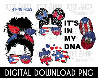 Haiti Puerto Rico Flags PNG: Haitian Boricua DNA Design (Digital Download)