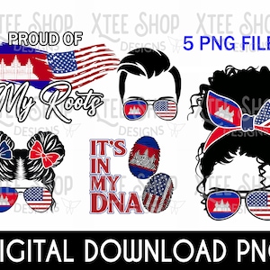 Cambodian USA Flag PNG: Roots Design (Digital Download)