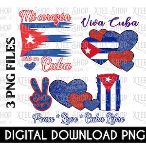 Cuban Flag PNG Digital File Bundle: Cuba Designs (Digital Download)