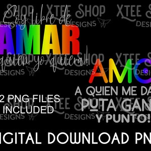 May include: Digital download of two PNG files featuring rainbow text in Spanish. The text reads "Soy libre de amar a quien yo quiera!" and "Amo a quien me da la puta gana. Y punto!"