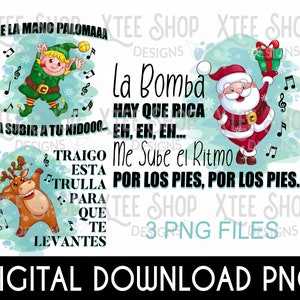 Weihnachtslieder PNG digitale Datei, Navidad puertorriqueña lustige Weihnachtslieder bündeln PNG Dateien zum Drucken, lustige Weihnachtslieder auf Spanisch