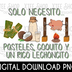 Christmas Puerto Rican Food PNG: Pasteles, Coquito, Lechoncito (Digital File)