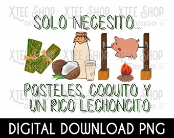 Christmas Puerto Rican Food PNG: Pasteles, Coquito, Lechoncito (Digital File)