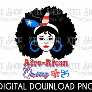 Afro Rican Queen PNG: Puerto Rico Flag, Taino Symbols (Digital File)