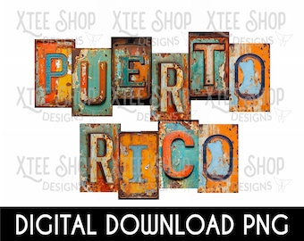 Puerto Rico Metal Plates Design: Boricua PNG File (Digital Download)