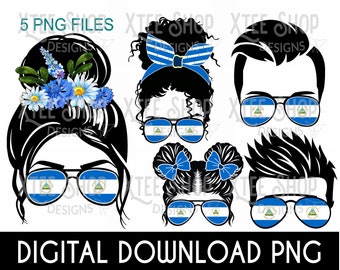 Nicaragua Family PNG: Mom & Kids, Sublimation Designs (Digital Download)