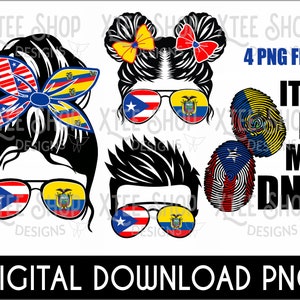Ecuador-Rican Family PNG: Ecuador, Puerto Rico Flag (Digital Download)