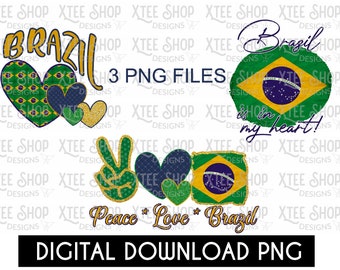 Archivo digital PNG de la bandera de Brasil, diseño de la bandera brasileña, paquete de archivos digitales PNG, PNG brasileño para transferencias, impresión HTV o sublimación