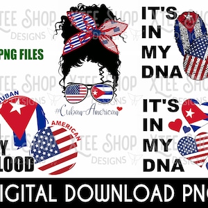Kubanisches amerikanisches png-Bundle mit digitaler Datei der Kuba- und USA-Flagge, Kuba- und USA-Flagge png, Es ist in meiner DNA-Datei zum Drucken, Cubano-Dateien