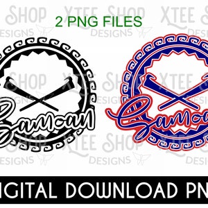 Samoan tribal set of two PNG digital files, samoan weapons on a tribal design PNG files, Polynesian design PNG
