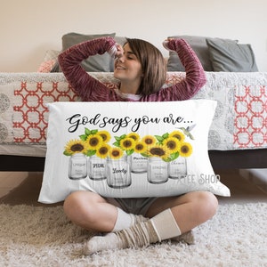 God says you are PNG digital file, sunflower mason jar PNG digital file, bible verse PNG for transfers, instant download, positive quotes image 2