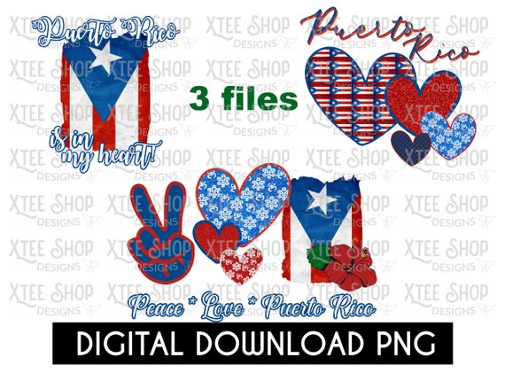 Puerto Rico PNG digital file bundle, boricua download design, Puero Rico flag PNG, puertorican PNG for transfers, htv or sublimation print
